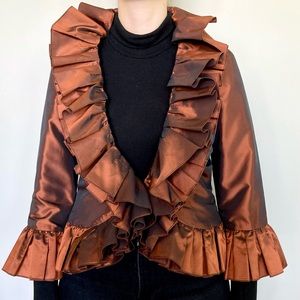 St. John metallic copper ruffled evening jacket. 🤎